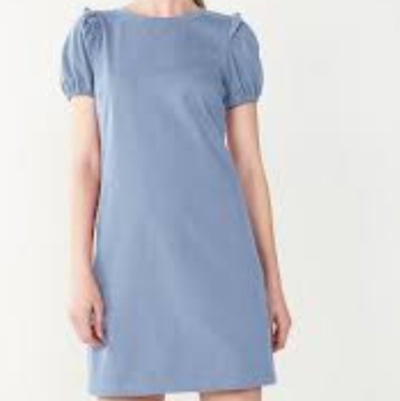 NINE WEST Light Blue Mini Dress with Puff Sleeves - Size L - Picture 1 of 4